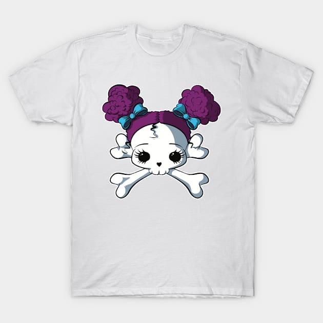 Cupcake Crossbones Kawaii Purple T-Shirt by cucacb